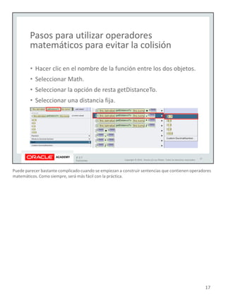 Puede parecer bastante complicado cuando se empiezan a construir sentencias que contienen operadores
matemáticos. Como siempre, será más fácil con la práctica.
17
 