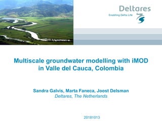 Multiscale groundwater modelling with iMOD
in Valle del Cauca, Colombia
Sandra Galvis, Marta Faneca, Joost Delsman
Deltares, The Netherlands
20181013
 