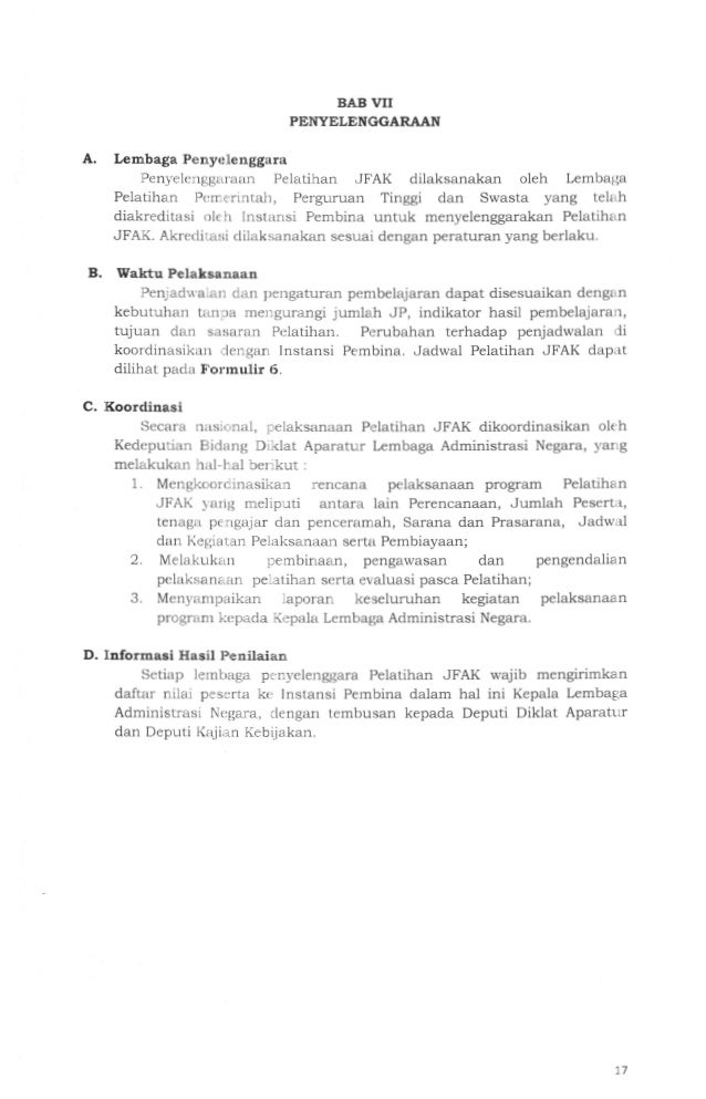 perka lan 33 tahun 2015 tentang pedoman penyelenggaraan pelatihan jfak