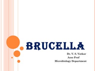 BRUCELLA
Dr. V. S. Vatkar
Asso Prof
Microbiology Department
 
