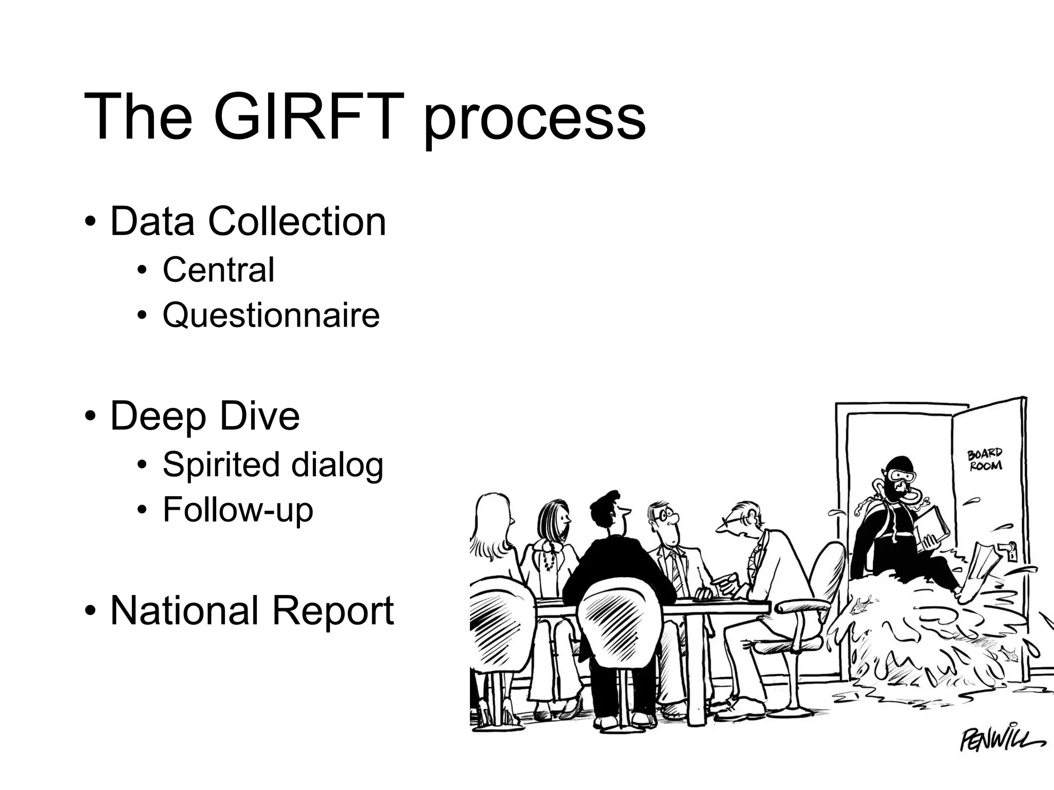 The GIRFT process
• Data Collection
• Central
• Questionnaire
• Deep Dive
• Spirited dialog
• Follow-up
• National Report
13
 