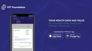 1
YOUR HEALTH DATA HAS VALUE
ON A COMMUNITY-OWNED MARKETPLACE
POWERED BY BLOCKCHAIN
 