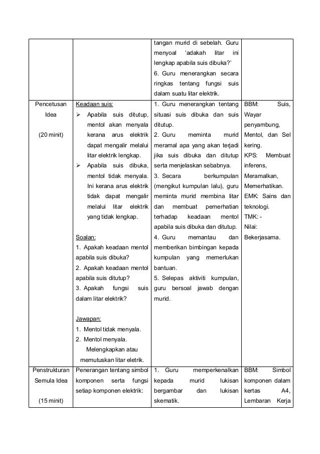 Rph Sains Tahun 5  Rancangan pelajaran harian sains kssr baru