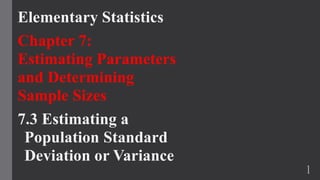 Estimating A Population Standard Deviation Or Variance