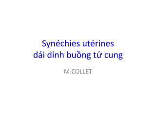 Synéchies utérines
dải dính buồng tử cung
M.COLLET
 