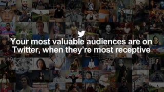 valuable
receptive
Your most valuable audiences are on
Twitter, when they’re most receptive
 