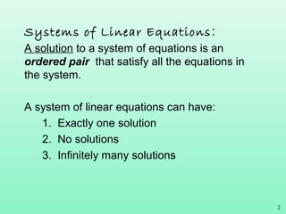 Solving Systems of Linear Equations by Graphing | PPT