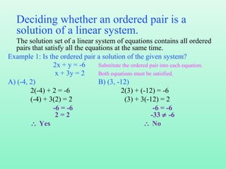 Solving Systems of Linear Equations by Graphing | PPT