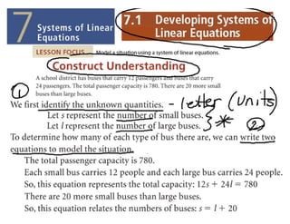 7.1 Developing Linear Systems notes