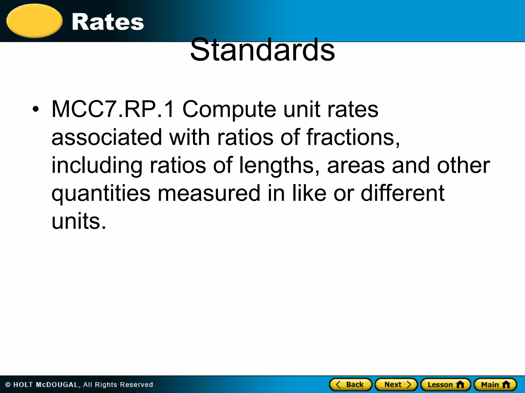 Rates and Unit Rate | PPTX