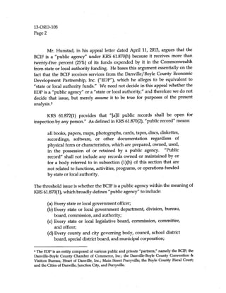 13-ORD-105: Hunstad v. BCIF, 7-2-13