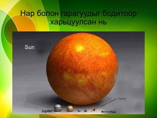 Нар болон гарагуудыг бодитоор
харьцуулсан нь
 