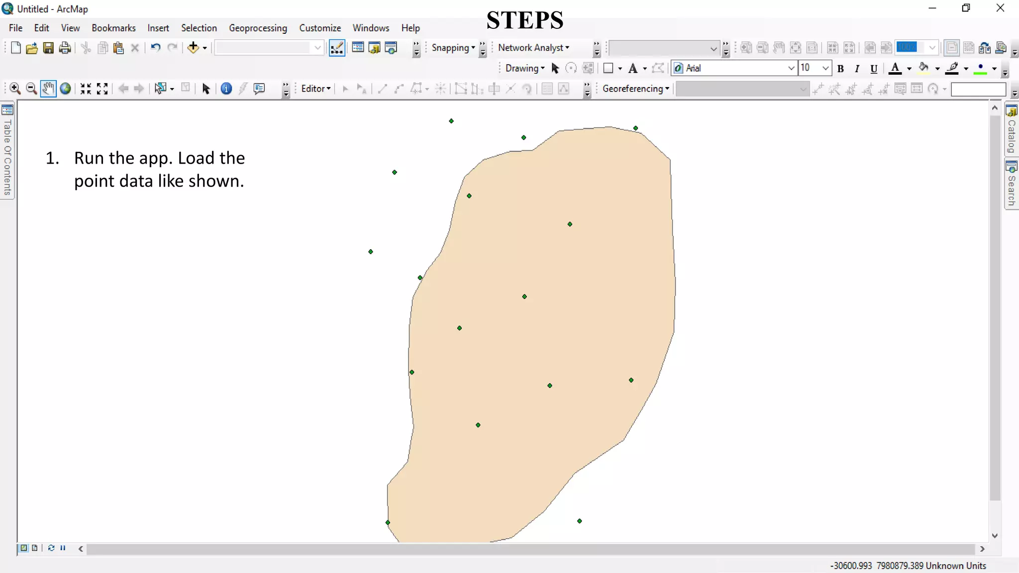 STEPS
1. Run the app. Load the
point data like shown.
 