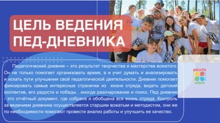 ЗАНЯТИЕ №7 Документация Лагеря. Педдневник | PPT