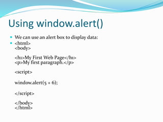 screen output and keyboard input in js | PPT | Web Development | Internet