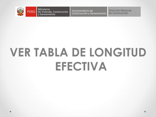 VER TABLA DE LONGITUD
EFECTIVA
 