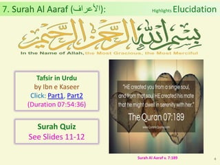 Al Quran (Chapter 7): Surah Al Aaraf [The Heights] | PDF