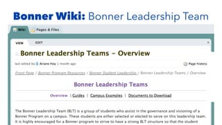 Bonner Wiki: Bonner Leadership Team
 