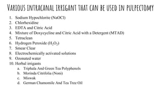 H2o2 Irrigant 7. non vital pulp therapy | PPTX