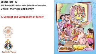 SEMESTER - IV
AIHC & Arch-C-401: Ancient Indian Social Life and Institutions
Unit II : Marriage and Family
7. Concept and Component of Family
Sachin Kr. Tiwary
 