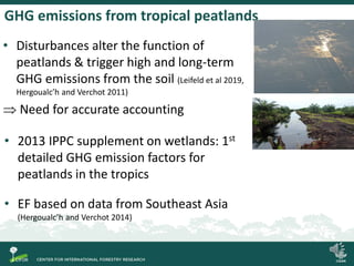 GHG emissions from tropical peatlands
• Disturbances alter the function of
peatlands & trigger high and long-term
GHG emis...