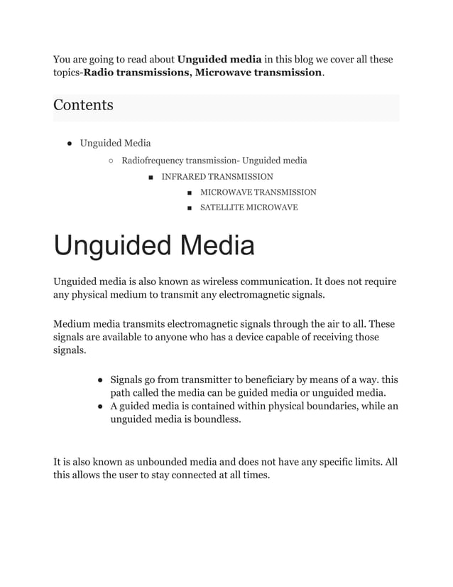 Unguided Media in Computer Network Advantages and Disadvantages