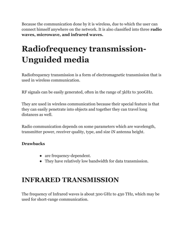 Unguided Media In Computer Network Advantages And Disadvantages 