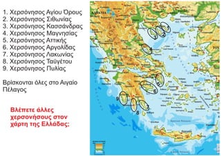 Βλέπετε άλλες
χερσονήσους στον
χάρτη της Ελλάδας;
1. Χερσόνησος Αγίου Όρους
2. Χερσόνησος Σιθωνίας
3. Χερσόνησος Κασσάνδρας
4. Χερσόνησος Μαγνησίας
5. Χερσόνησος Αττικής
6. Χερσόνησος Αργολίδας
7. Χερσόνησος Λακωνίας
8. Χερσόνησος Ταϋγέτου
9. Χερσόνησος Πυλίας
Βρίσκονται όλες στο Αιγαίο
Πέλαγος
1
2
3
4
5
6
7
8
9
 