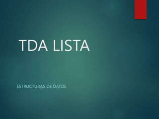 TDA LISTA
ESTRUCTURAS DE DATOS
 