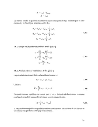 24
q q q akq kq
L i L i
I  
0 0 0
L i
I 
De manera similar es posible encontrar las ecuaciones para el flujo enlazado por ...