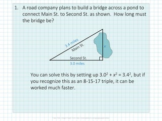 7.3 Pythagorean Theorem Problems | PDF