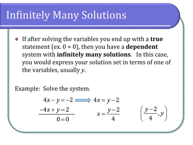 7.1 Systems of Linear Equations - Two Variables | PPT