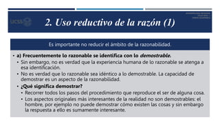 Uso Razonable RAZONABILIDAD - LA EXIGENCIA ESTRUCTURAL DEL HOMBRE. USO REDUCTIVO DE ...