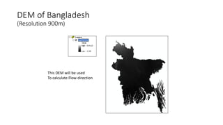 DEM of Bangladesh
(Resolution 900m)
This DEM will be used
To calculate Flow direction
 