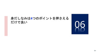 84
身だしなみは4つのポイントを押さえる
だけで良い
 