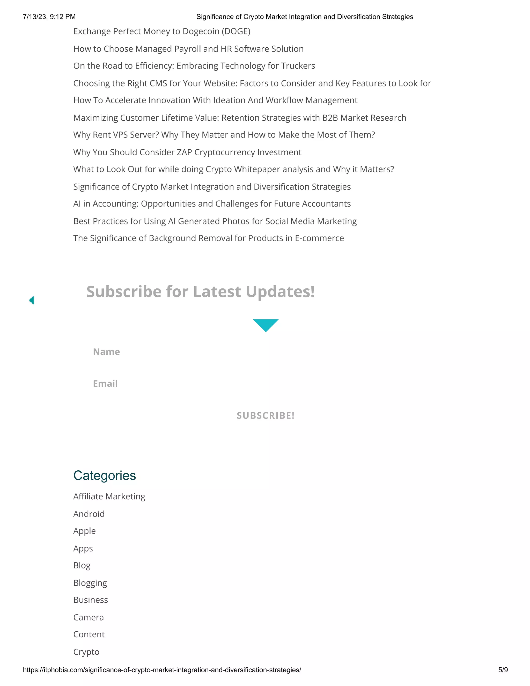 Significance of Crypto Market Integration and Diversification Strategies