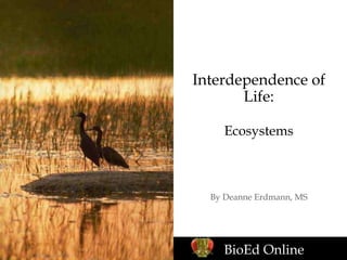 Interdependence of
Life:
Ecosystems
By Deanne Erdmann, MS
BioEd Online
 