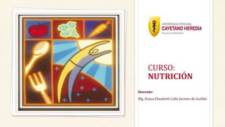 CURSO:
NUTRICIÓN
Docente:
Mg. Diana Elizabeth Calle Jacinto de Guillén
 