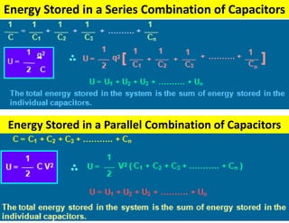 Energy Stored in a Series Combination of Capacitors
Energy Stored in a Parallel Combination of Capacitors
 