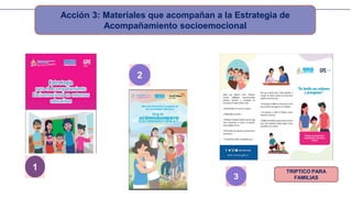 Acción 3: Materiales que acompañan a la Estrategia de
Acompañamiento socioemocional
TRIPTICO PARA
FAMILIAS
 