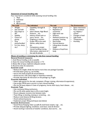 Using Hand Tools Risk Assessment Nebosh NEBOSH International General Certificate Short notes | PDF