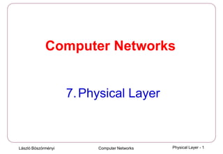 László Böszörményi Computer Networks Physical Layer - 1
Computer Networks
7.Physical Layer
 