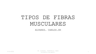 TIPOS DE FIBRAS
MUSCULARES
ALVAREZ. CARLOS.DR
4/15/2024
dr. alvarez, referencia lopez
chicharro,fox,ganon.
1
 