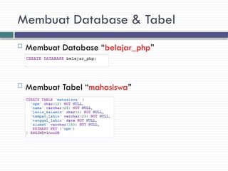 PHP berbasis database MySQL Pemograman web 2 | PPT