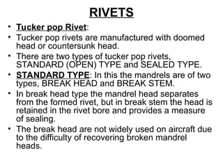 Aircraft Rivets - Describes classifications of Rivets | PPT