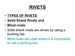 Aircraft Rivets - Describes classifications of Rivets | PPT