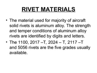 Aircraft Rivets - Describes classifications of Rivets | PPT
