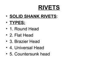 Aircraft Rivets - Describes classifications of Rivets | PPT