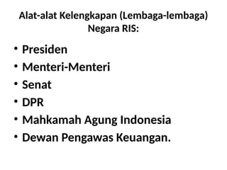 Senat Ris Power Point konstitusi RIS Federal Indonesia | PPTX