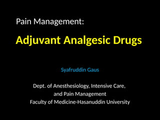 Adsuvan Rug Comprehensive Overview of Adjuvant Analgesic Drugs in Cancer Pain ...